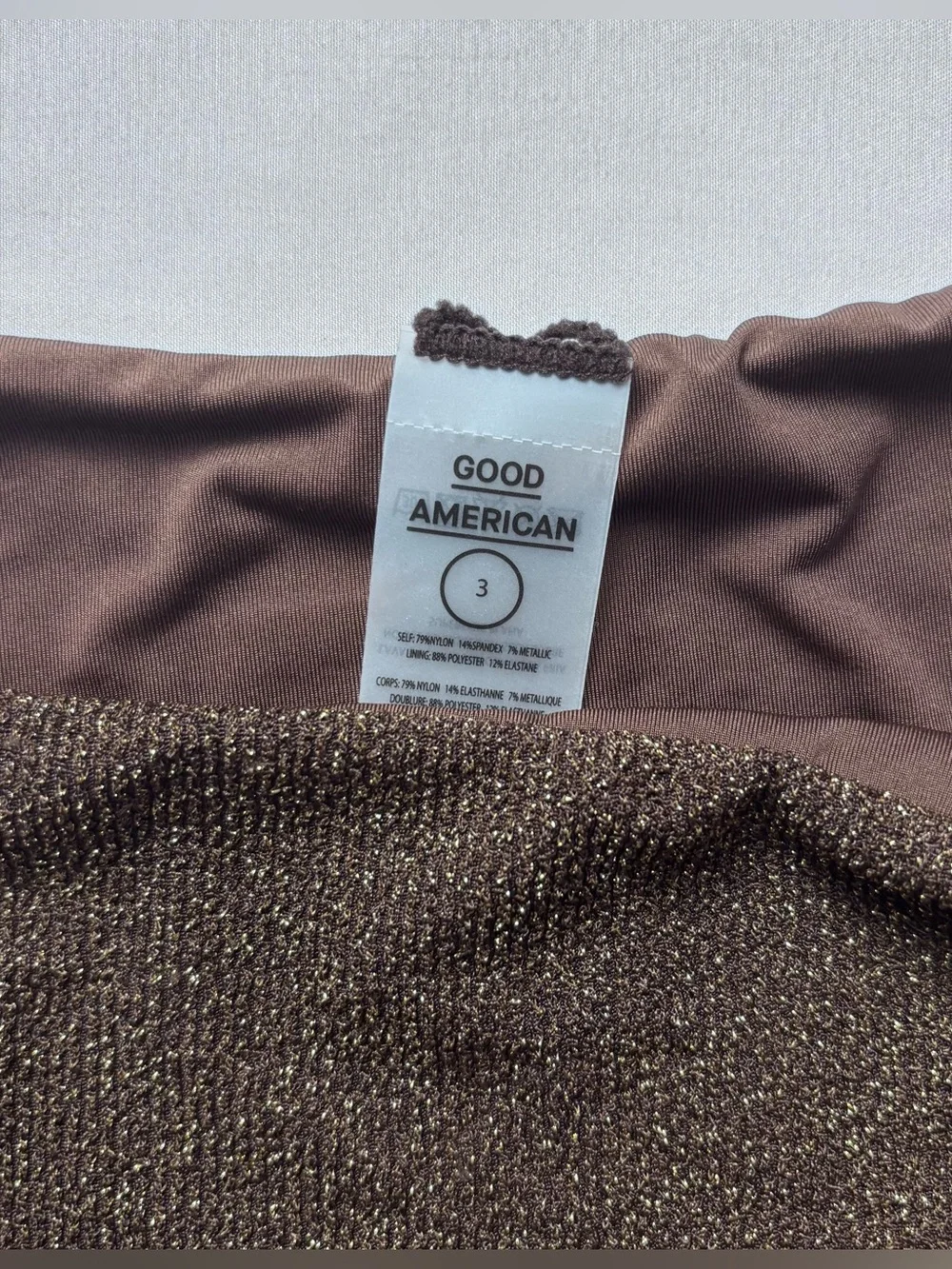 Good American Brown Shimmer Bikini Bottom